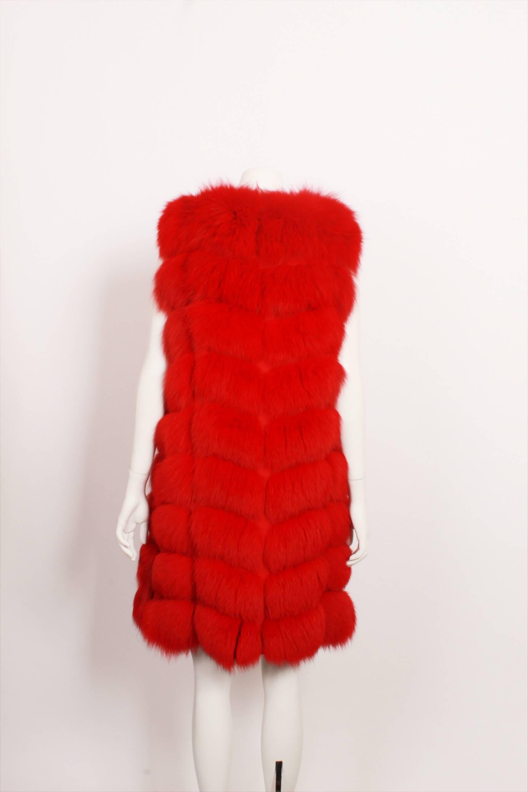 Women's or Men's Red Fox Fur Vest For Sale