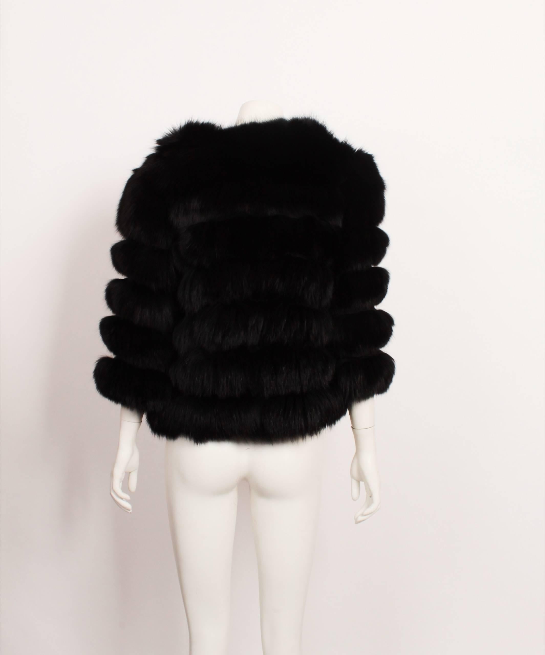 Black Fox Fur Jacket In New Condition For Sale In Melbourne, Victoria