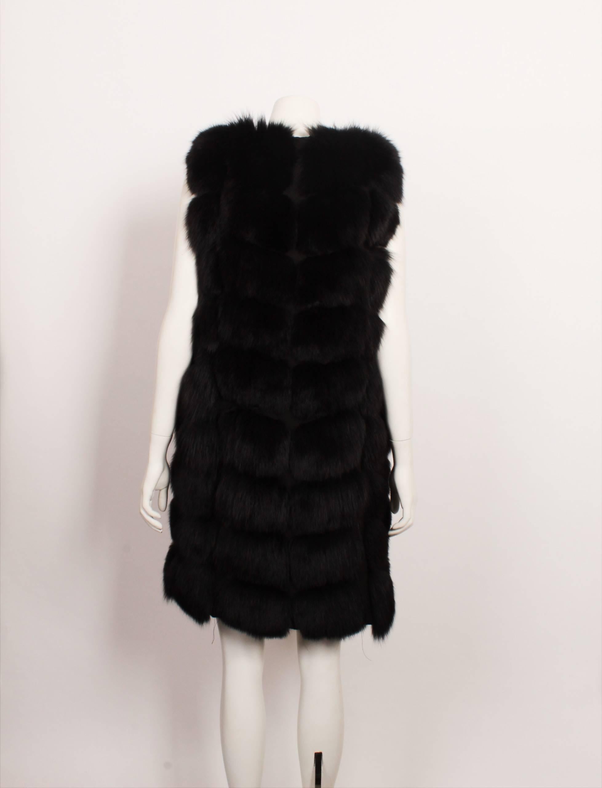 Black Fur Fox Vest For Sale 1