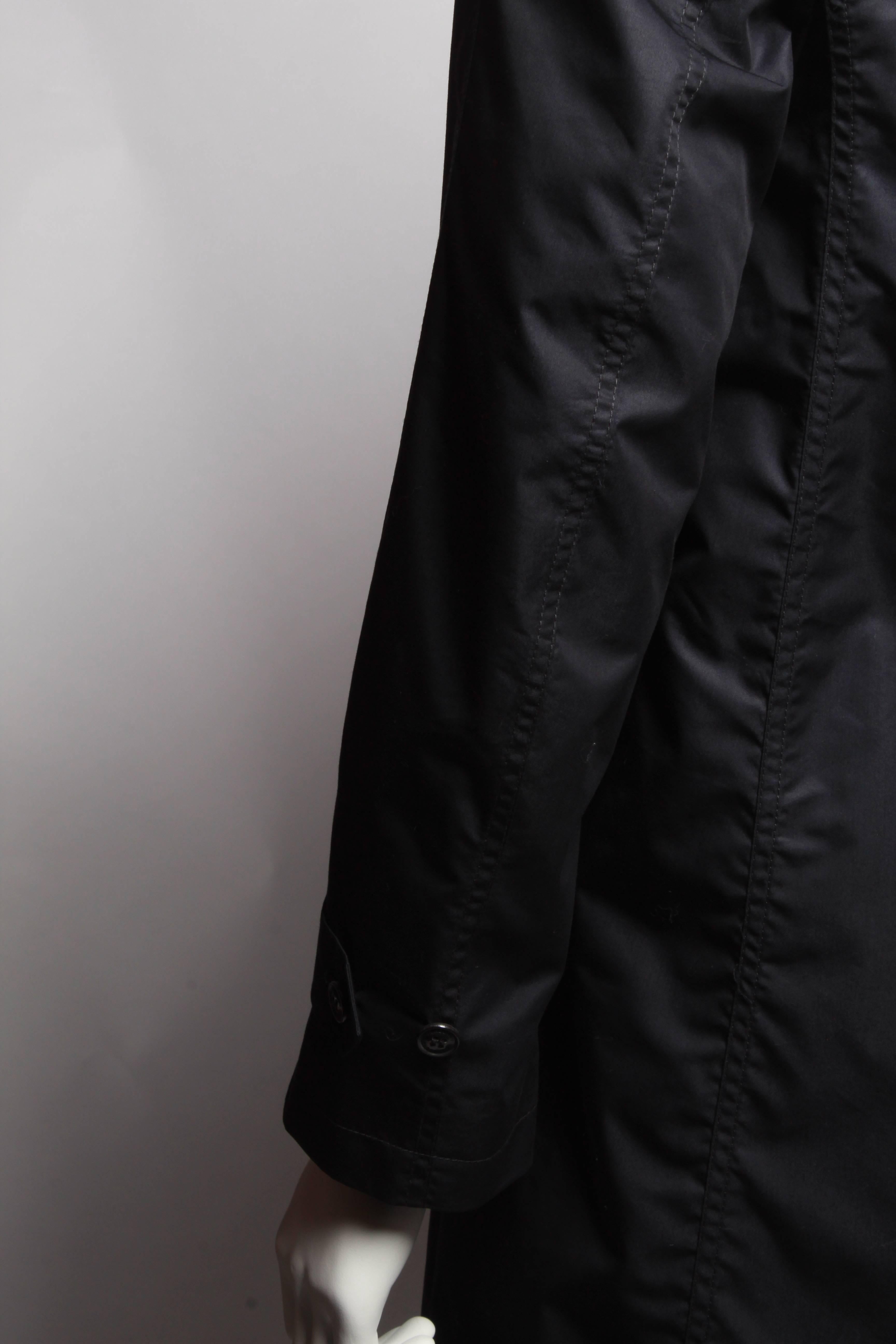Black Burberry Detachable Hood Cotton Blend Navy Car Coat  For Sale