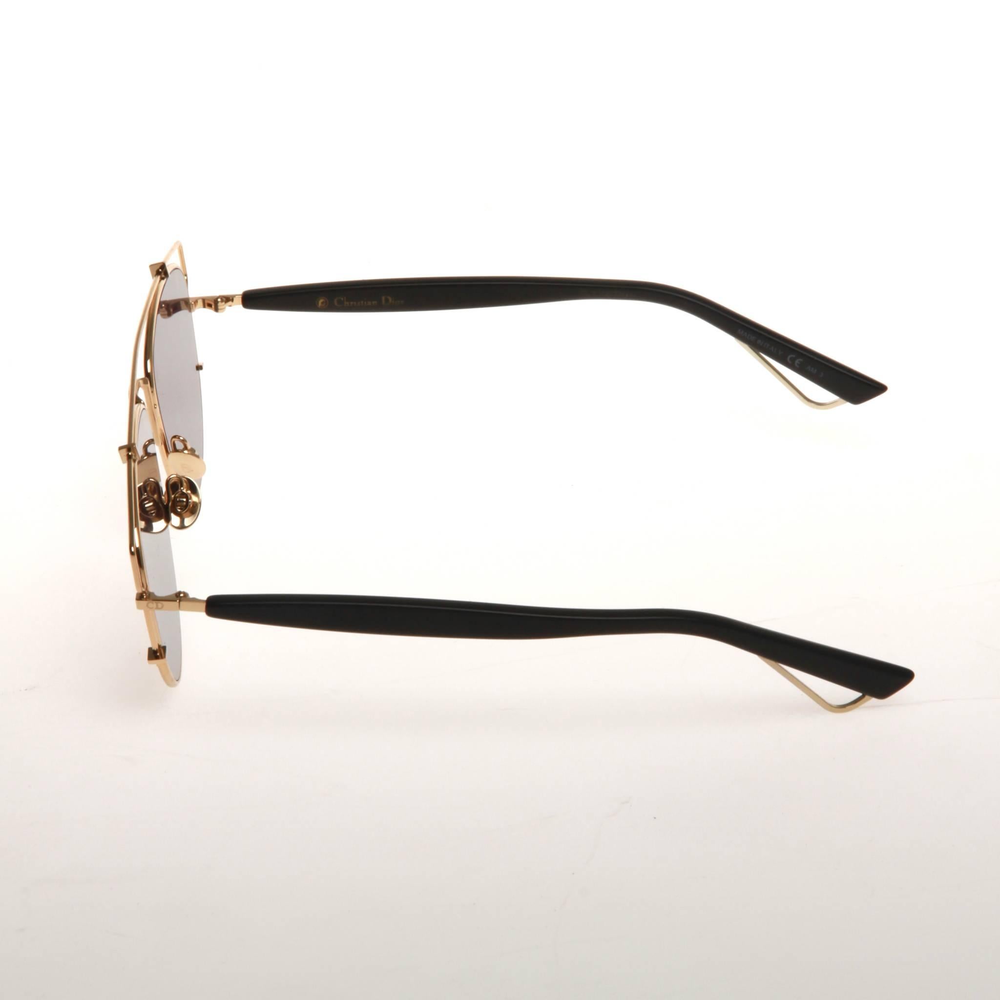 Black Christian Dior Technologic Aviator Sunglasses