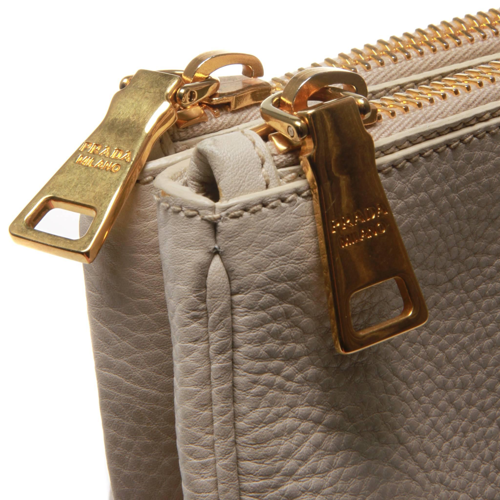 Prada large doubled zip bag with gold hardware 1