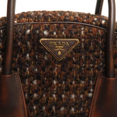 Prada Tessuto Wool Tweed Vitello Bowler Bag