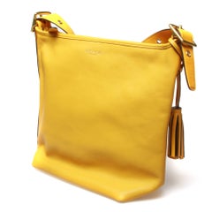 Coach large ladies yellow handbag duffle crossbody with dust cover and gold hard