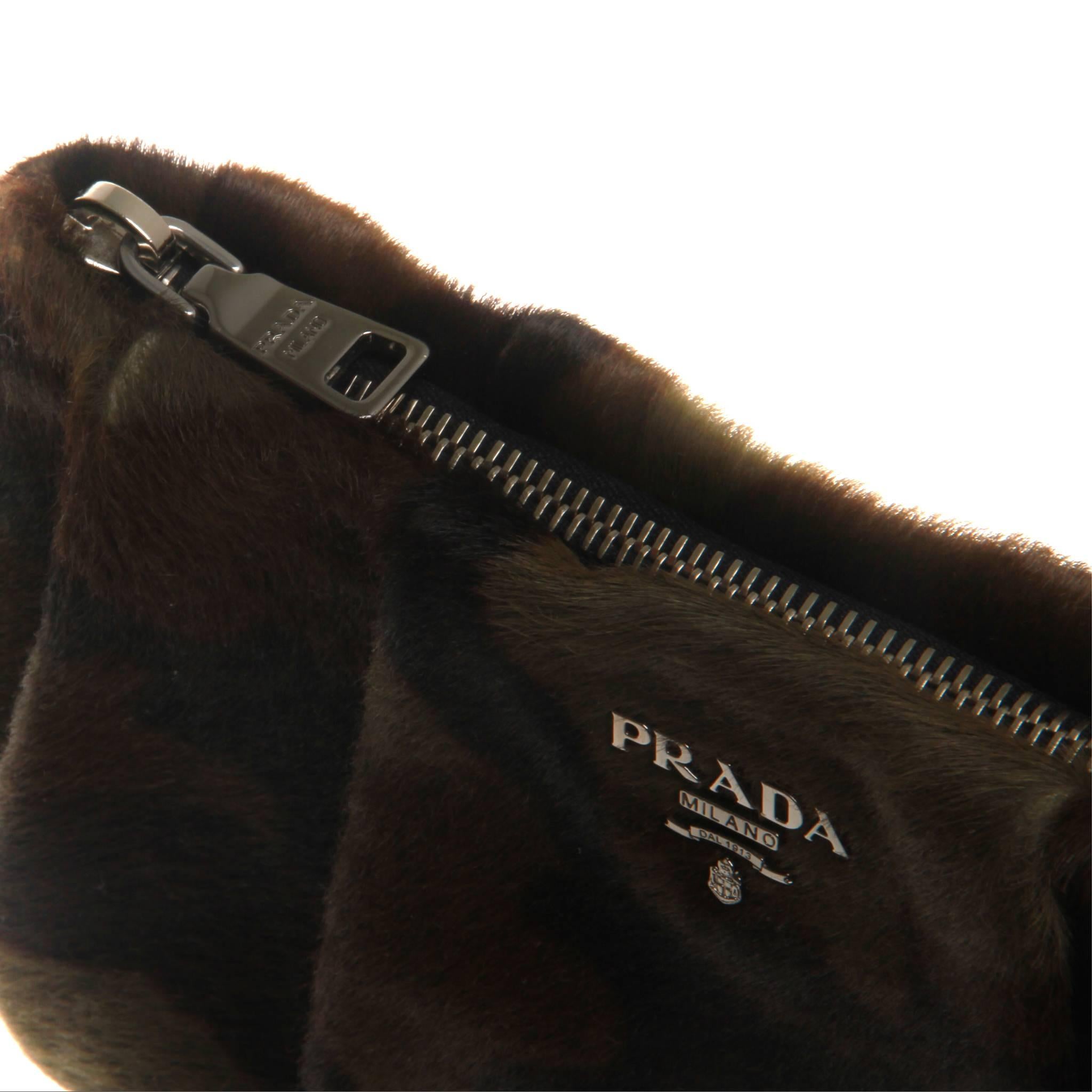 Camouflage Ponyhair Prada Wristlet with Silver-tone Hardware For Sale 1