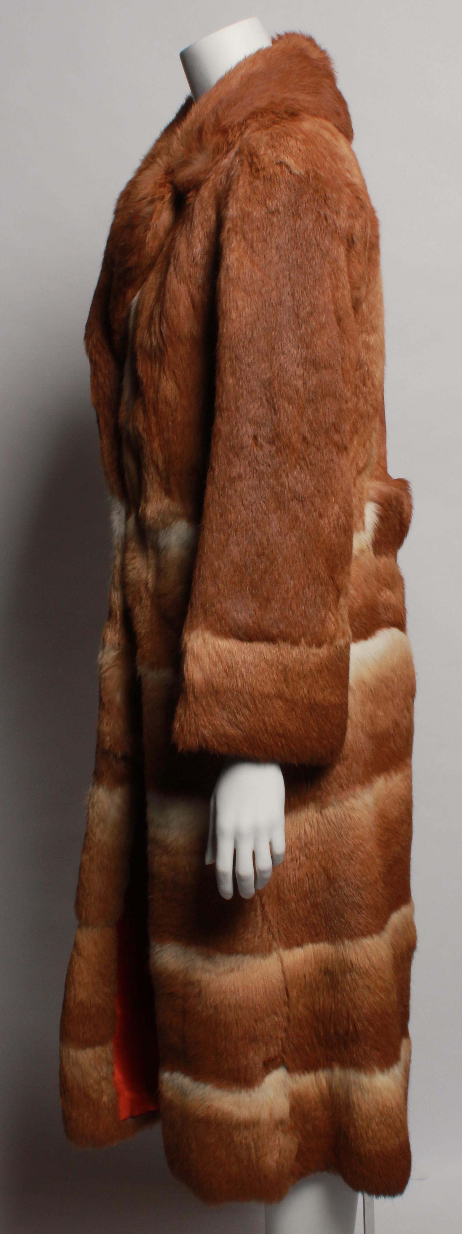 Brown Vintage Lapin Fur Coat For Sale