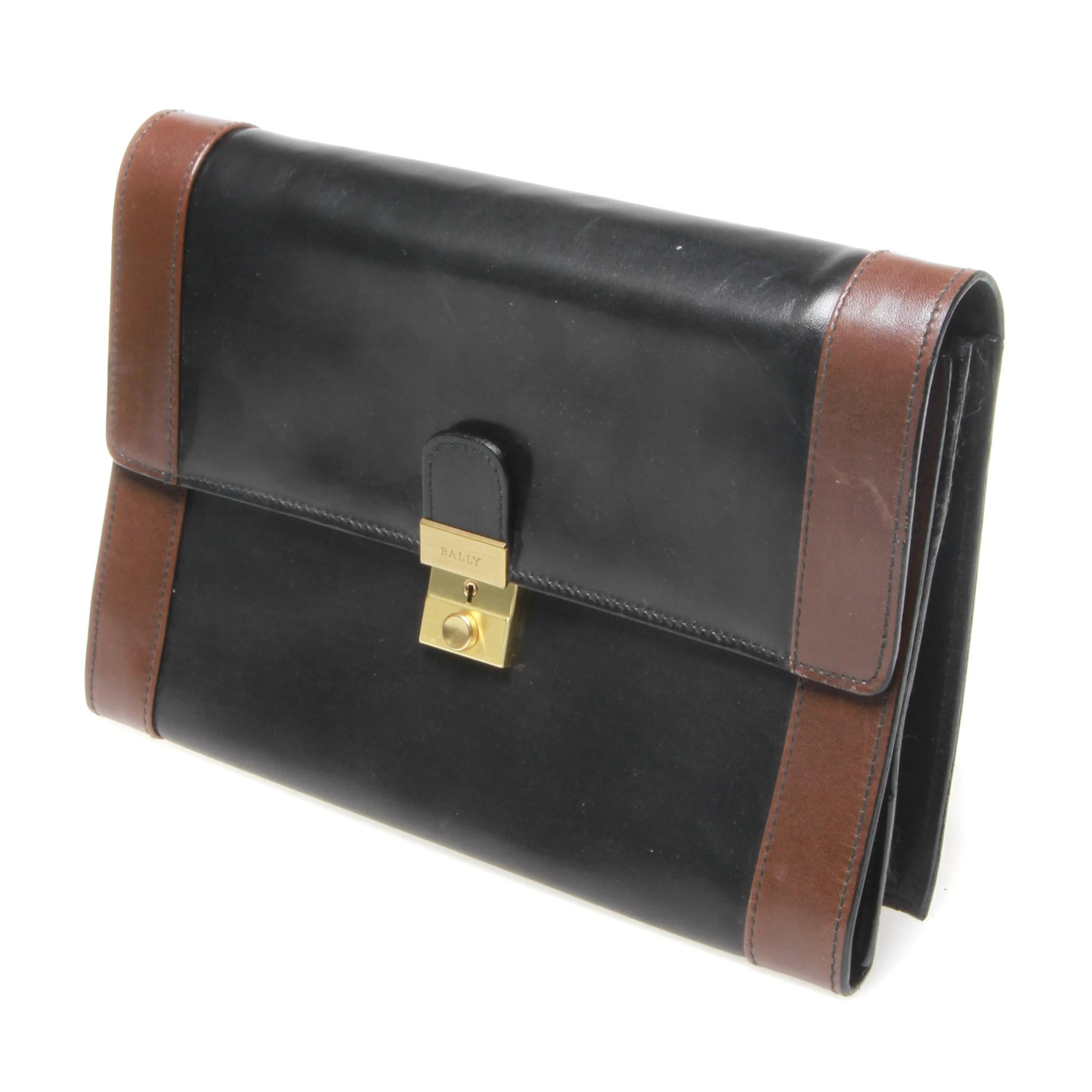 Bally leather clutch with pen
