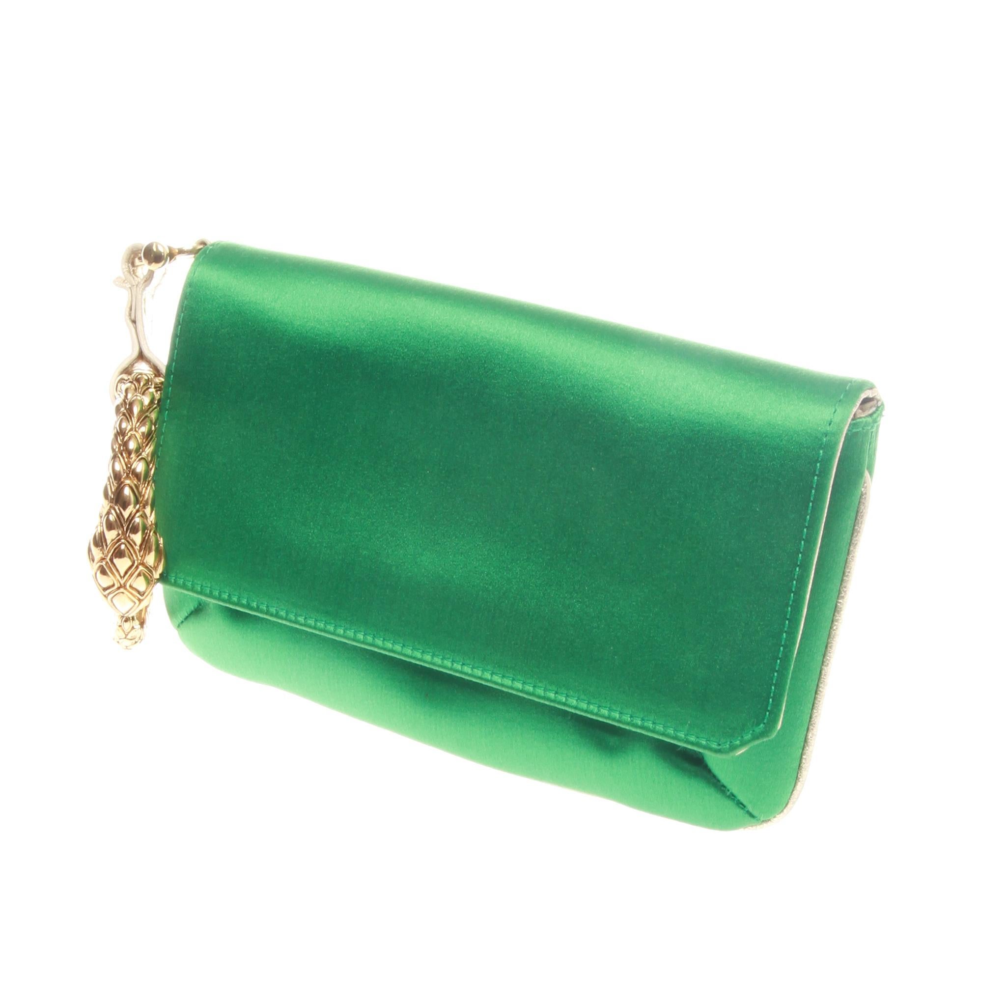 Roberto Cavali Satin serpent bracelet clutch