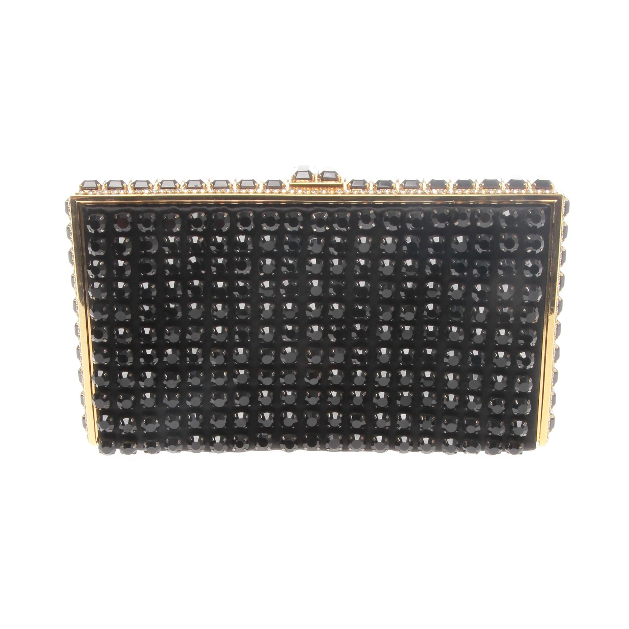 Valentino Garavani Black Beaded Crystal Evening Handbag Clutch For Sale