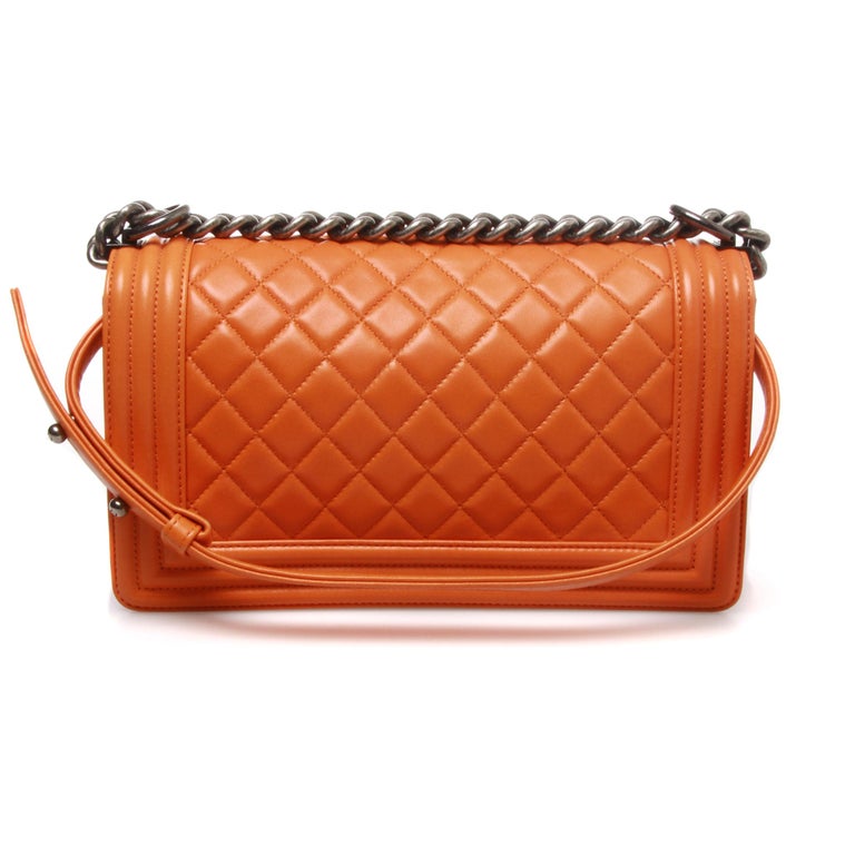 Chanel medium lambskin quilted boy bag at 1stDibs orange chanel boy