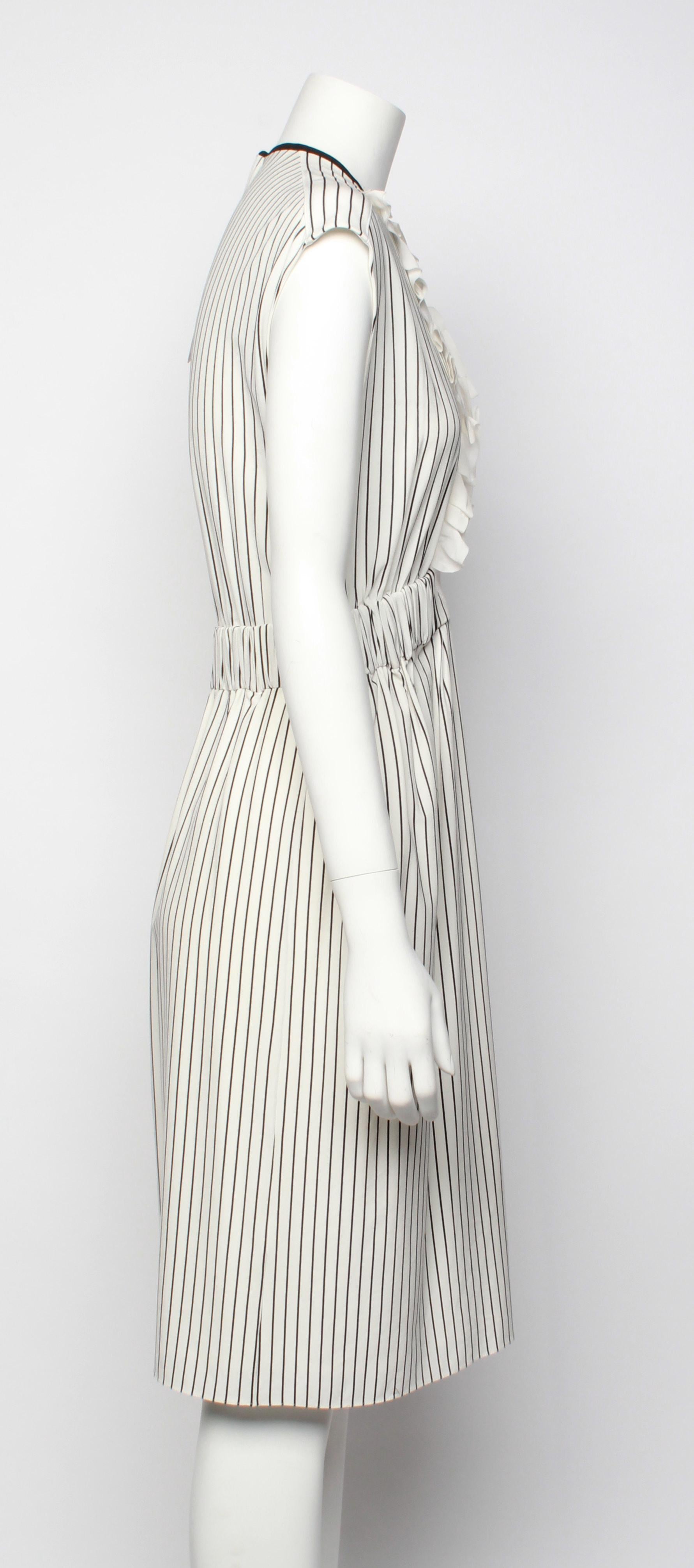 Gray Louis Vuitton Ruffle Striped Dress For Sale