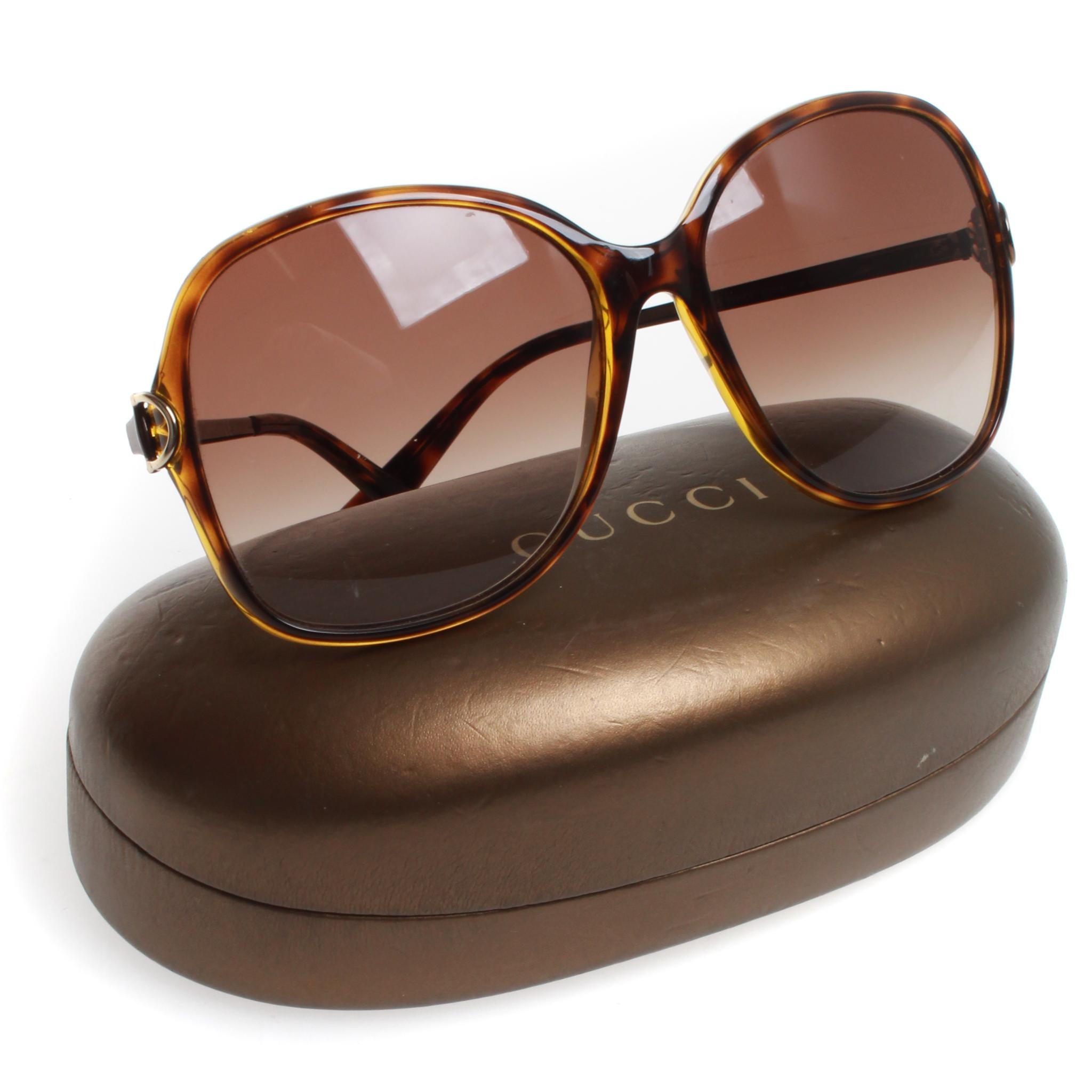 Gucci sunglasses, Tortoiseshell with hints of green with box and case