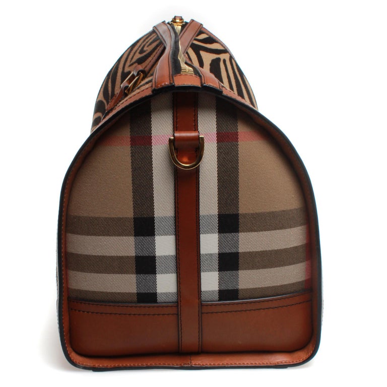 Burberry Prorsum Duffle Bag Brown Zebra Pony Skin Classic Print