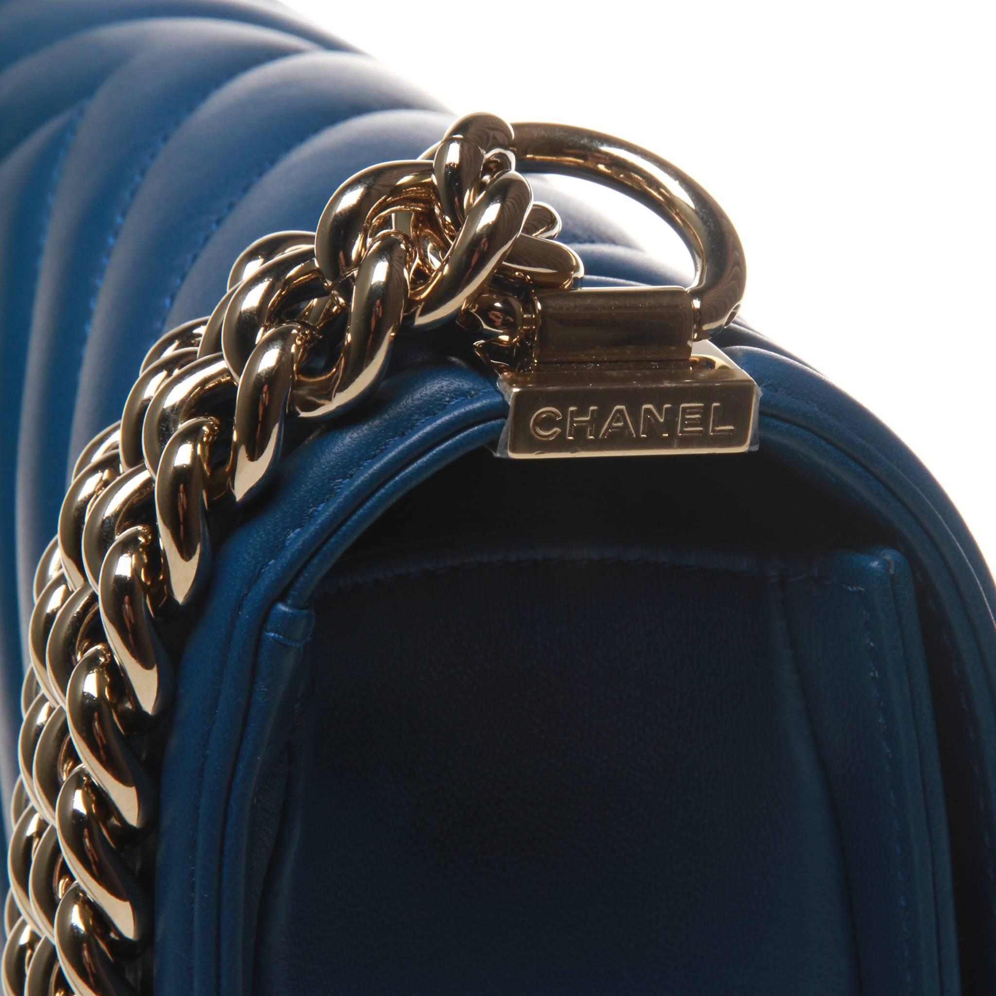 Women's Chanel boy cobalt blue with silver hardware