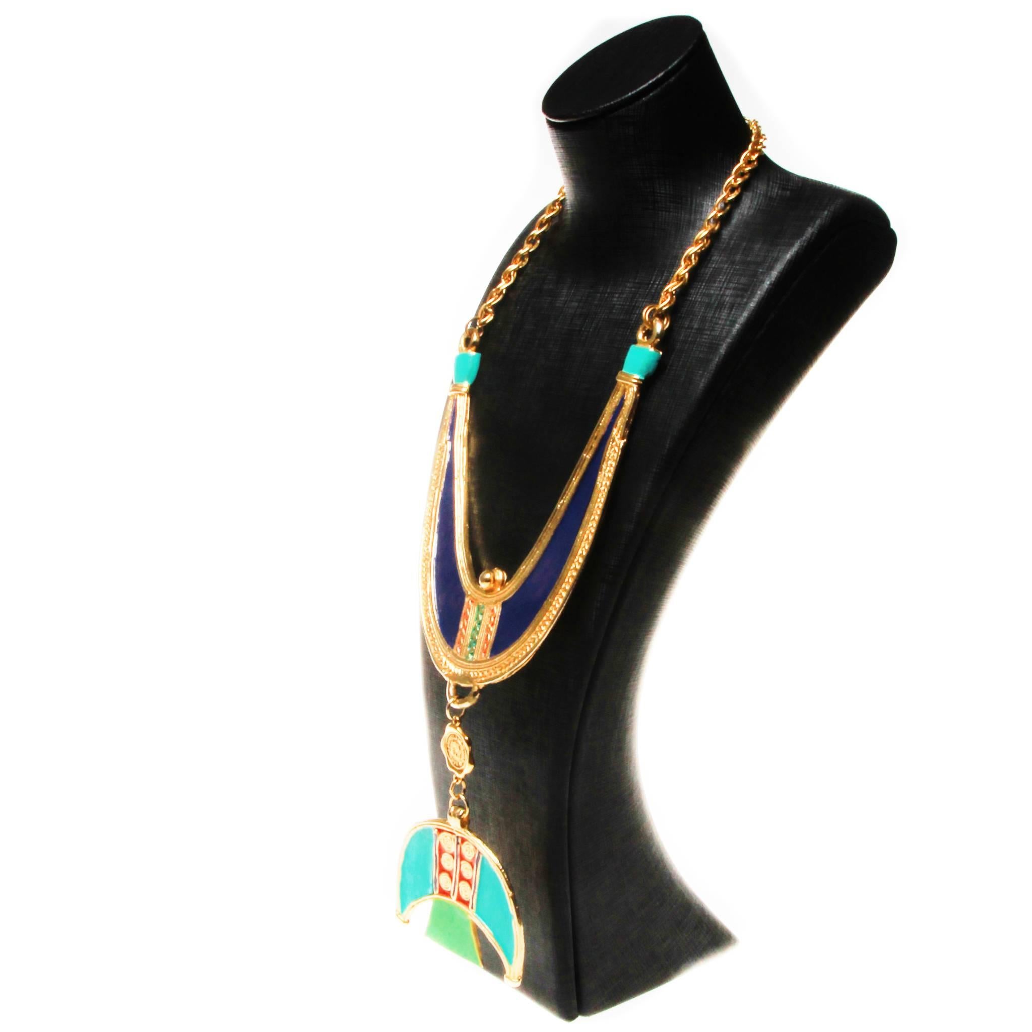 Karl Lagerfeld Paris Oversized Enamelled Runway Necklace 212.8 grams For Sale 1