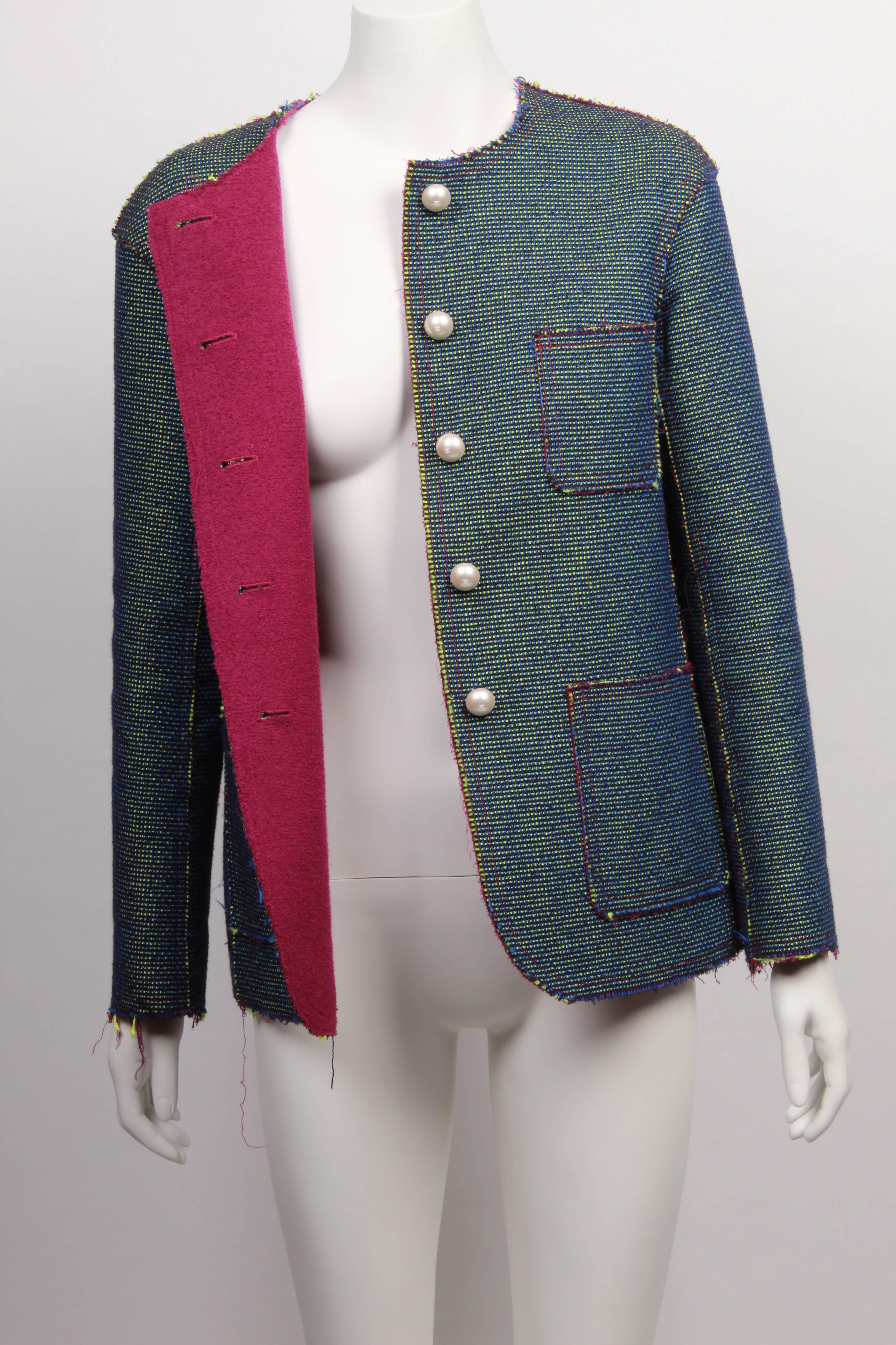 CHANEL Shot Colour Tweed Jacket In Excellent Condition In Melbourne, Victoria