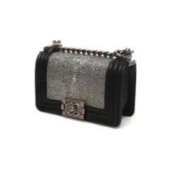 Chanel Metallic Silver Stingray Mini Boy Bag