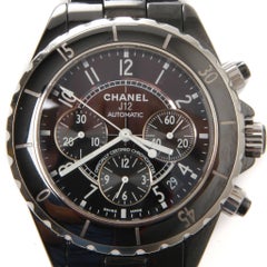 Montre noire automatique en céramique J12 de 38 mm Chanel