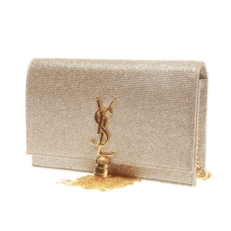 Saint Laurent Classic Kate Tassel Chain Wallet in Gold at 1stDibs
