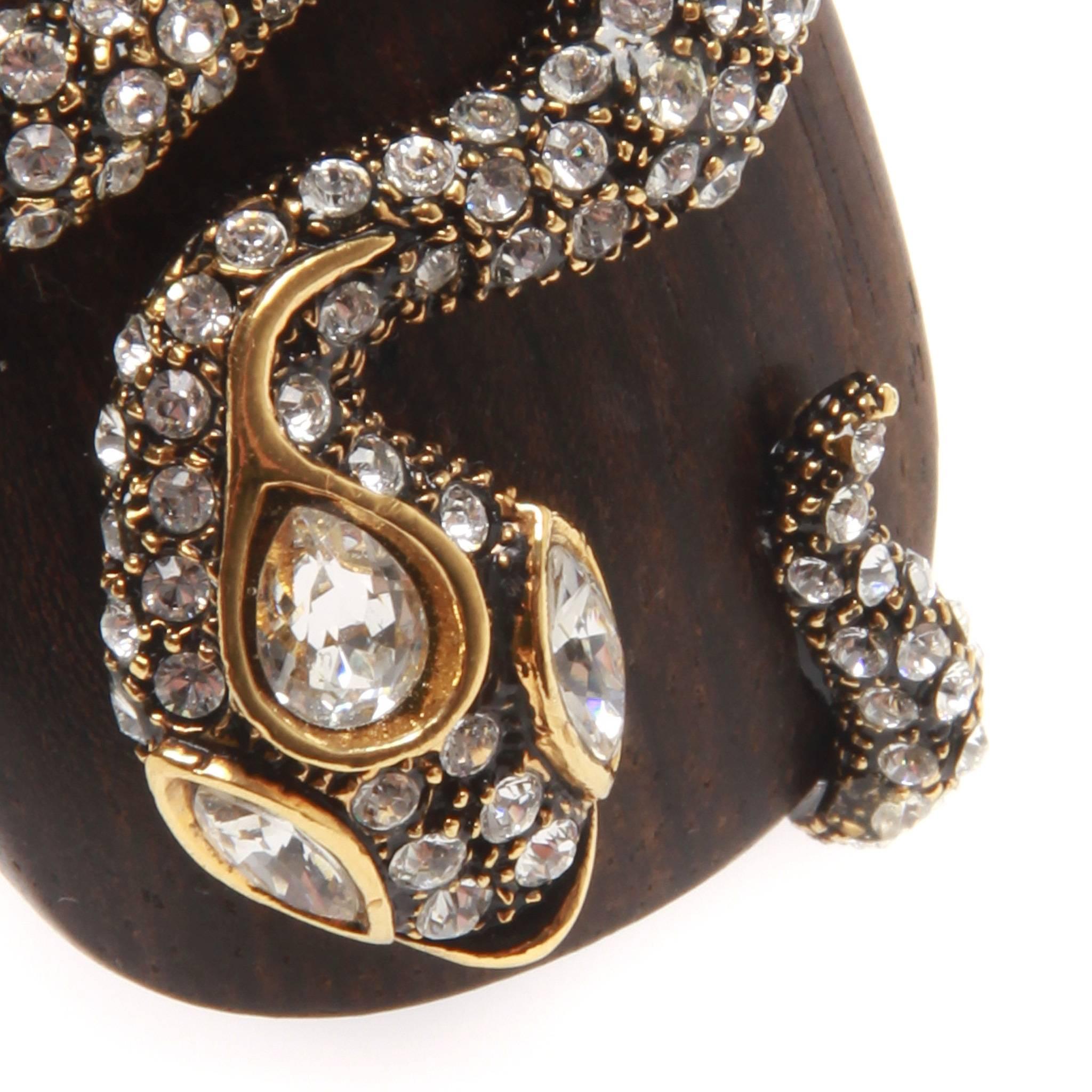 Women's or Men's Roberto Cavalli Wooden Crystal Serpent Ring