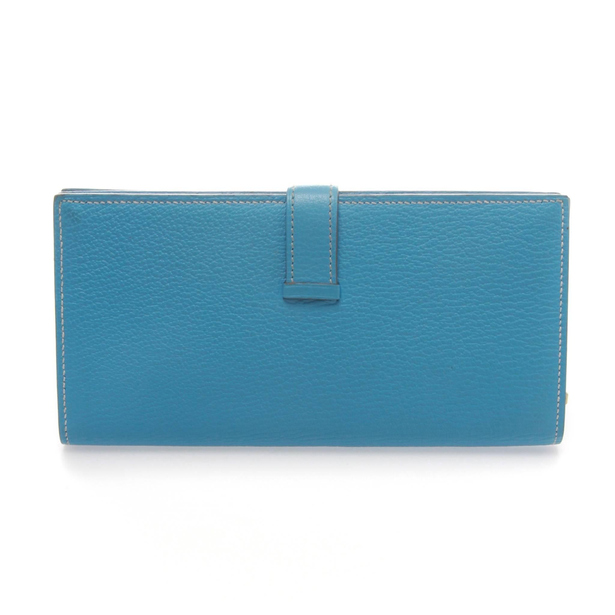 Hermès Blue Paradise Béarn Wallet In Excellent Condition In Melbourne, Victoria