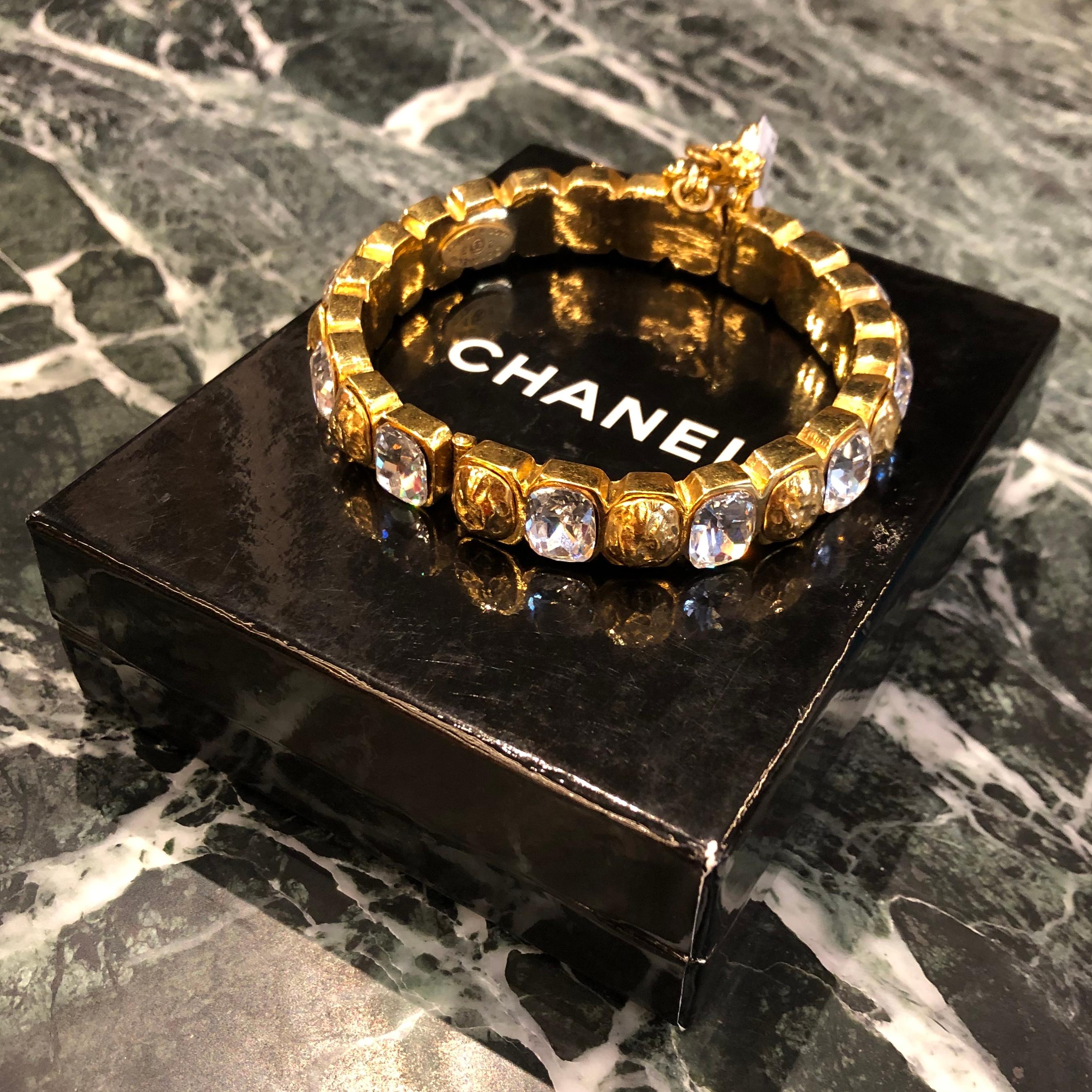 Women's or Men's Chanel Crystal Accented Bangle For Sale