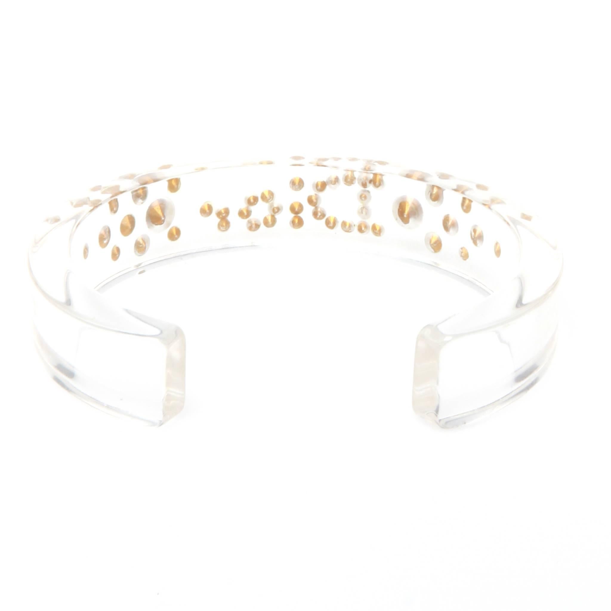 Christian Dior lucite clear perspex cuff with clear Swarovski crystals throughout. 