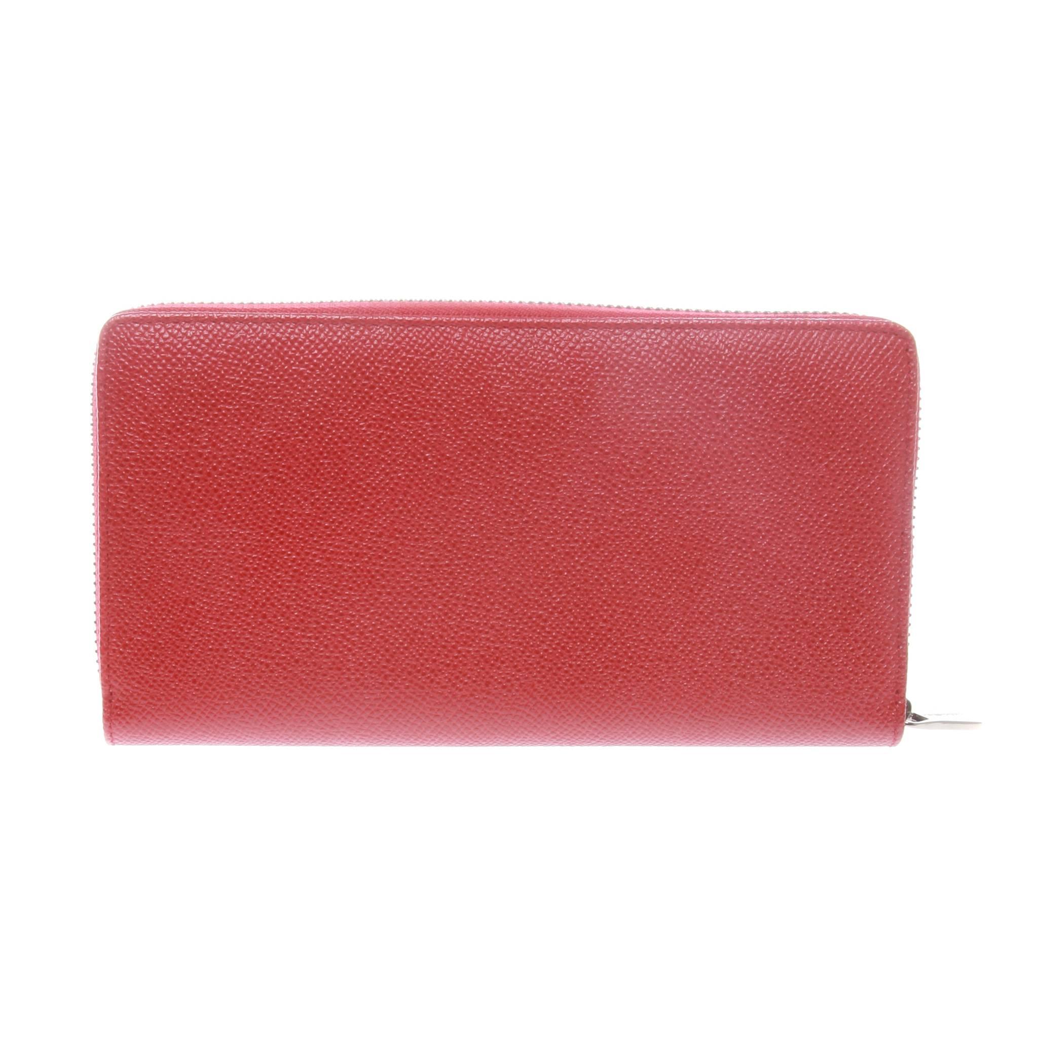 Red 	DOLCE & GABBANA red print zip around leather wallet For Sale