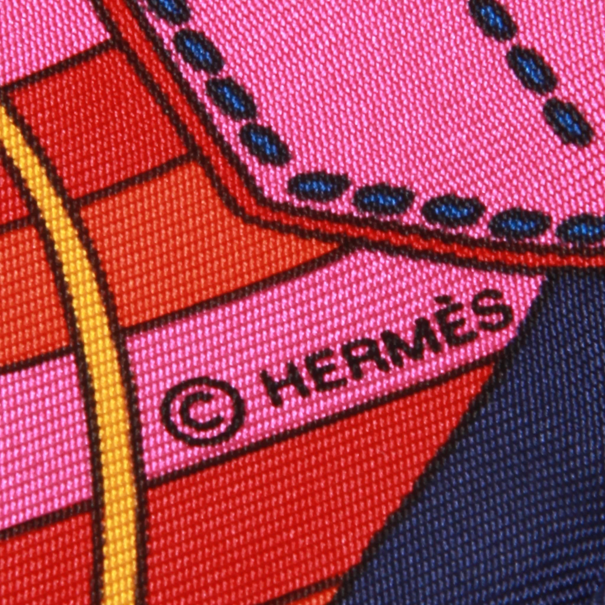 Women's or Men's Hermes multicolour cuir silk pocket square 