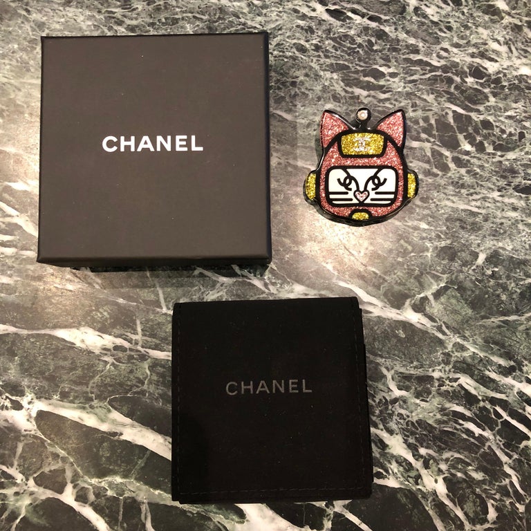 Chanel metal, glittered resin, diamante and glass, pearl cat robot ...