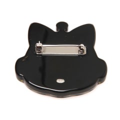 Chanel metal, glittered resin, diamante and glass, pearl cat robot brooch/pin