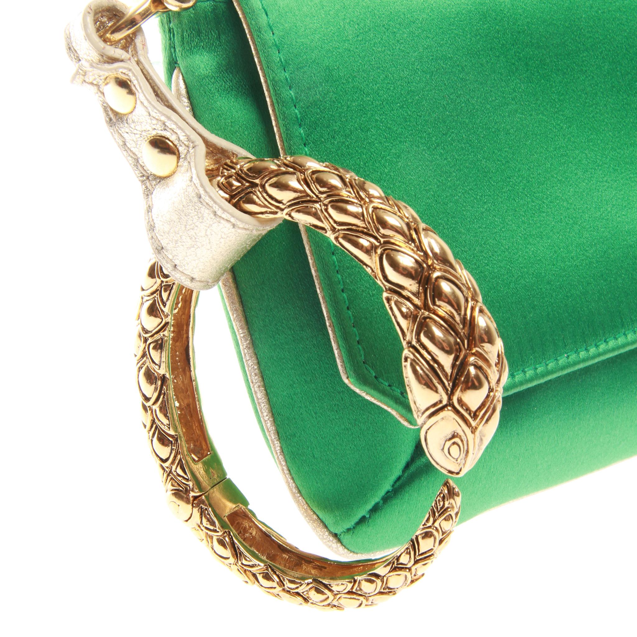 Roberto Cavali Satin serpent bracelet clutch In Good Condition In Melbourne, Victoria