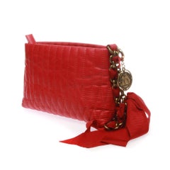Lanvin red "Mini Happy' Quilted leather clutch