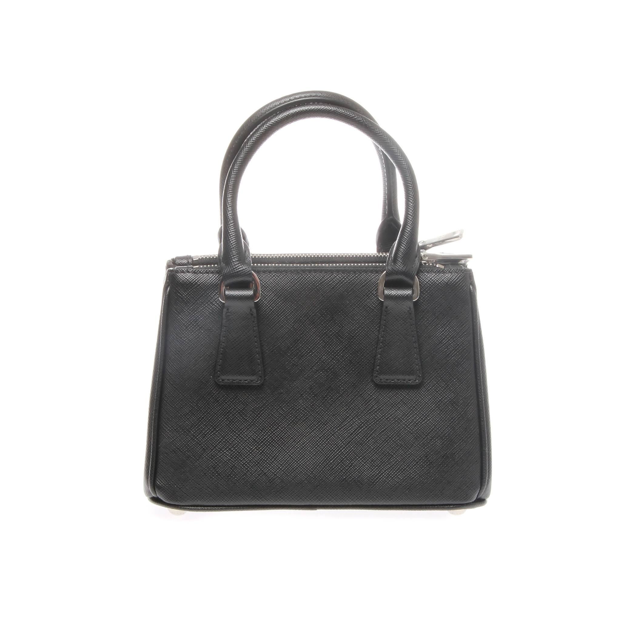 Black Prada Saffiano Lux Mini Promenade Bag