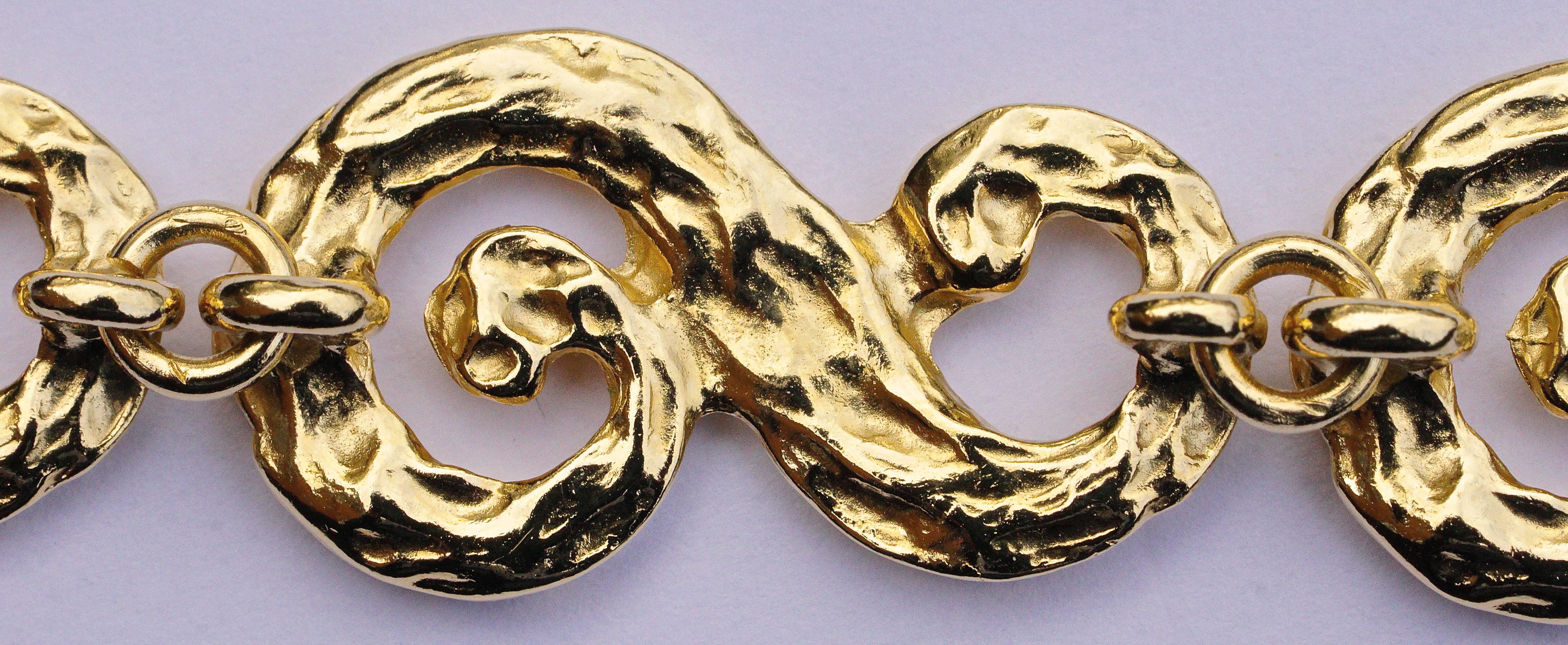 Yves Saint Laurent Swirl Link Chain Bracelet, 1980s  2