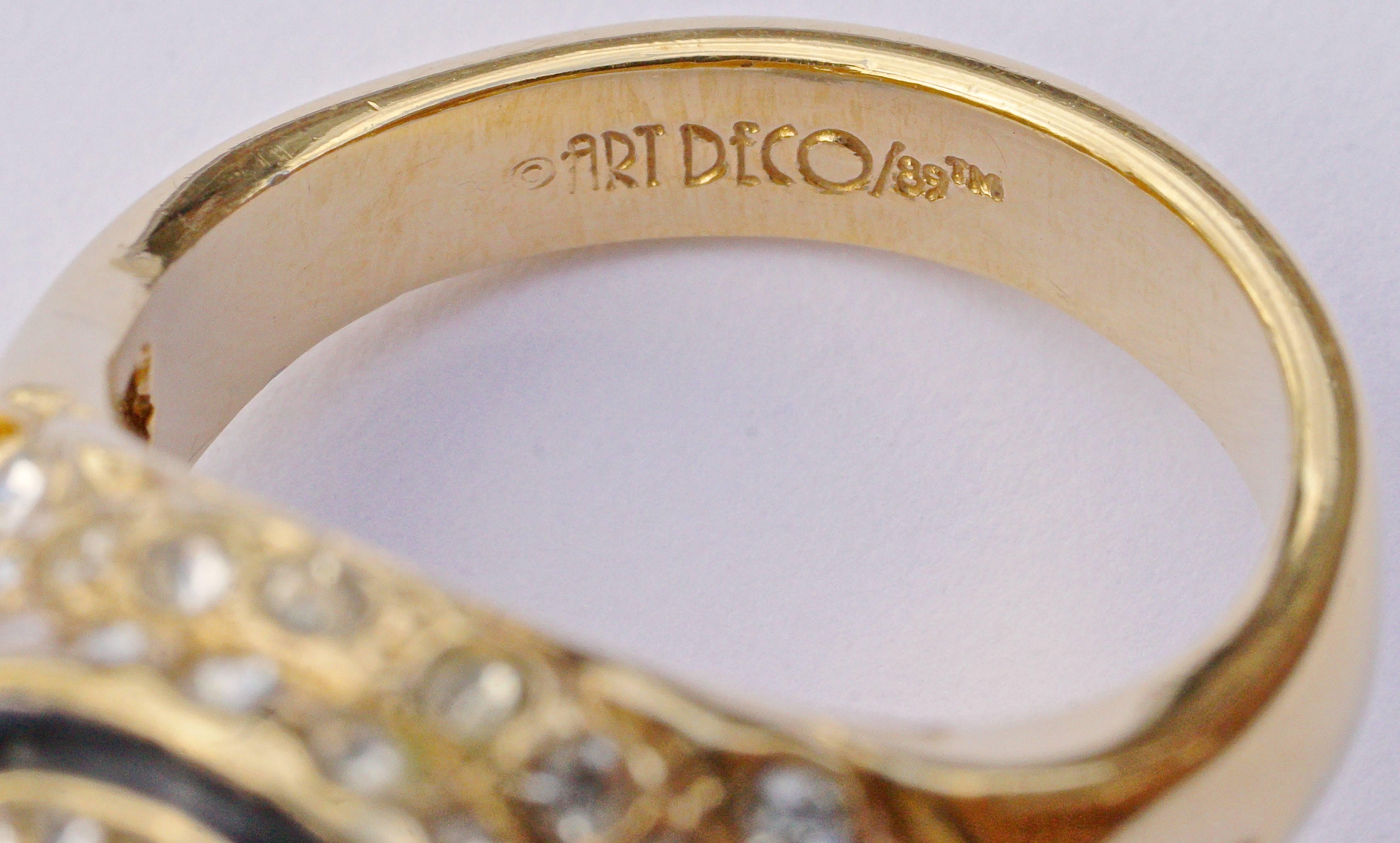 Art Deco 89 Gold Plated and Crystal Vintage Ring at 1stDibs art deco