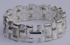 Napier Vintage Silver Tone Textured Weave Link Bracelet