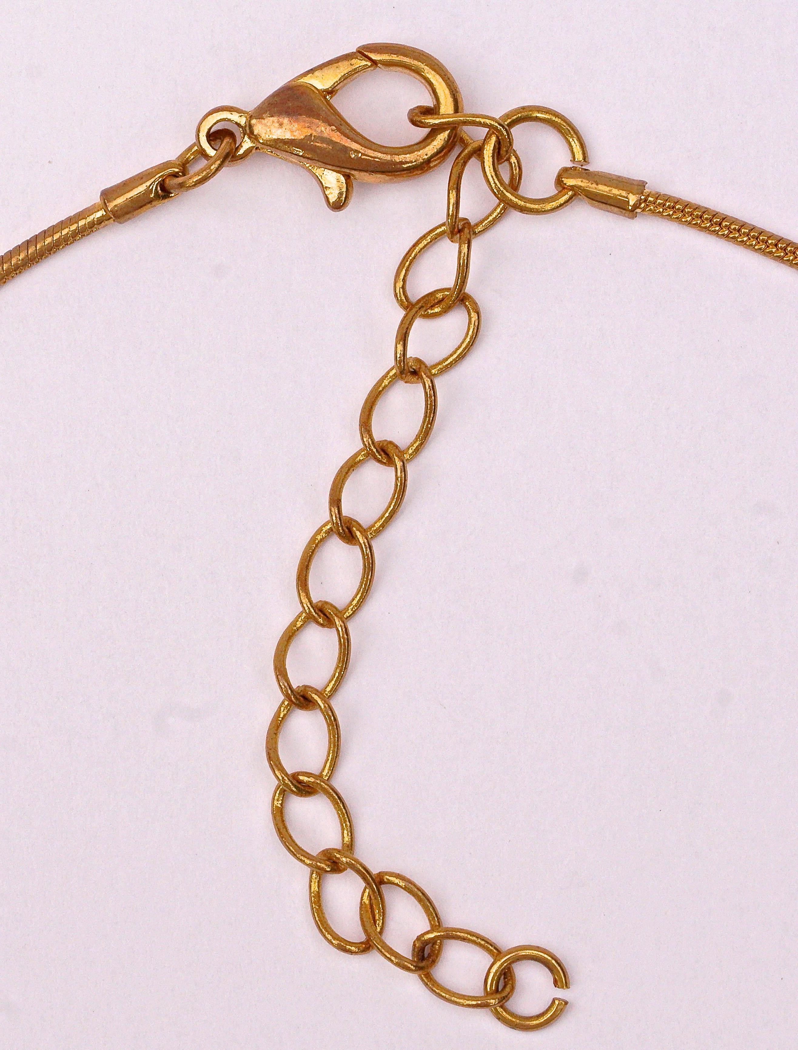 Lanvin Vintage Gold Tone Drop and Multi Coloured Rhinestone Necklace 4
