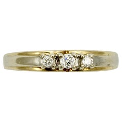 Vintage 14K Yellow Gold and White Gold Three Stone Diamond Ring