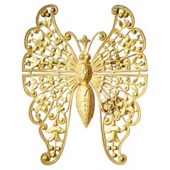 Miriam Haskell Russian Gold Plated Ornate Butterfly Brooch (Broche papillon orné)
