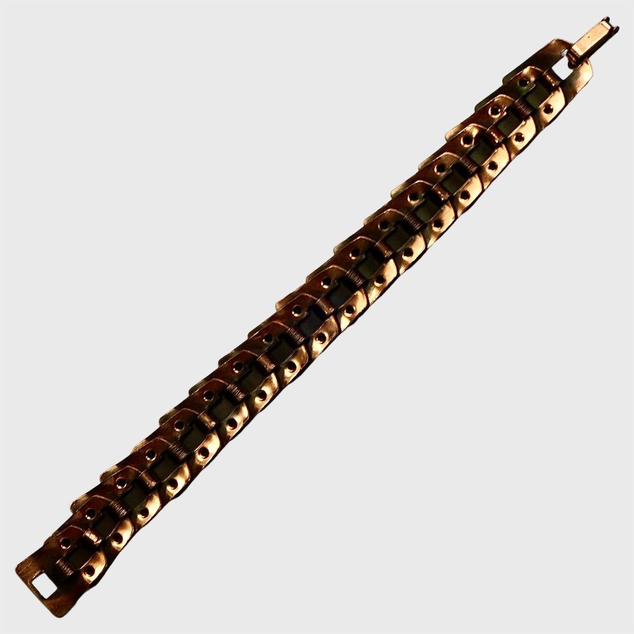 Juego de pendientes pulsera collar de eslabones de cobre texturizado y pulido de mediados de siglo en venta 4