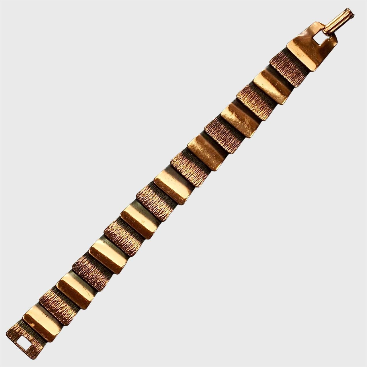 Juego de pendientes pulsera collar de eslabones de cobre texturizado y pulido de mediados de siglo en venta 3