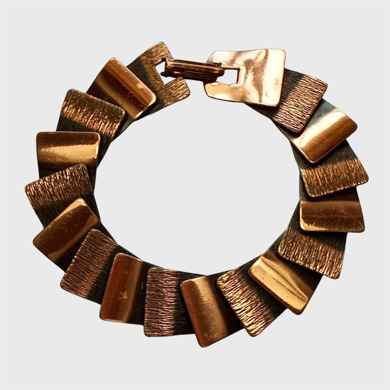 Juego de pendientes pulsera collar de eslabones de cobre texturizado y pulido de mediados de siglo en venta 5