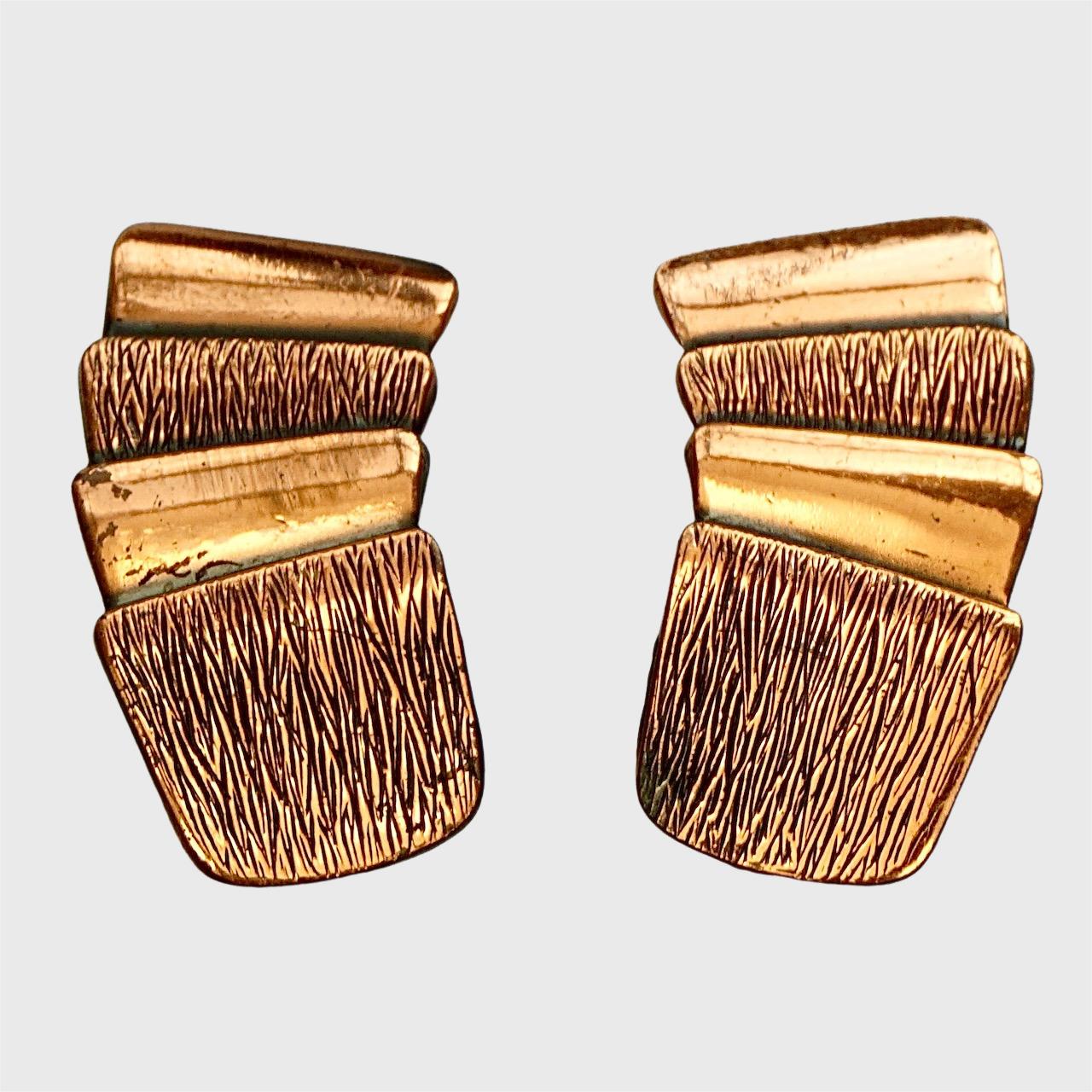 Juego de pendientes pulsera collar de eslabones de cobre texturizado y pulido de mediados de siglo en venta 7
