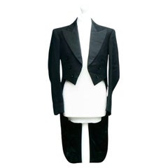 Vintage Montague Burton Black Evening Wool and Silk Tailcoat circa 1940s