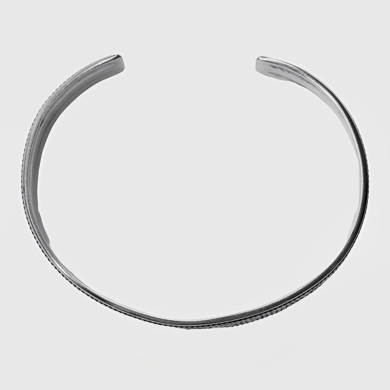 Sterling Silver Rope Twist and Wheat Design Bangle Bracelet For Sale 2