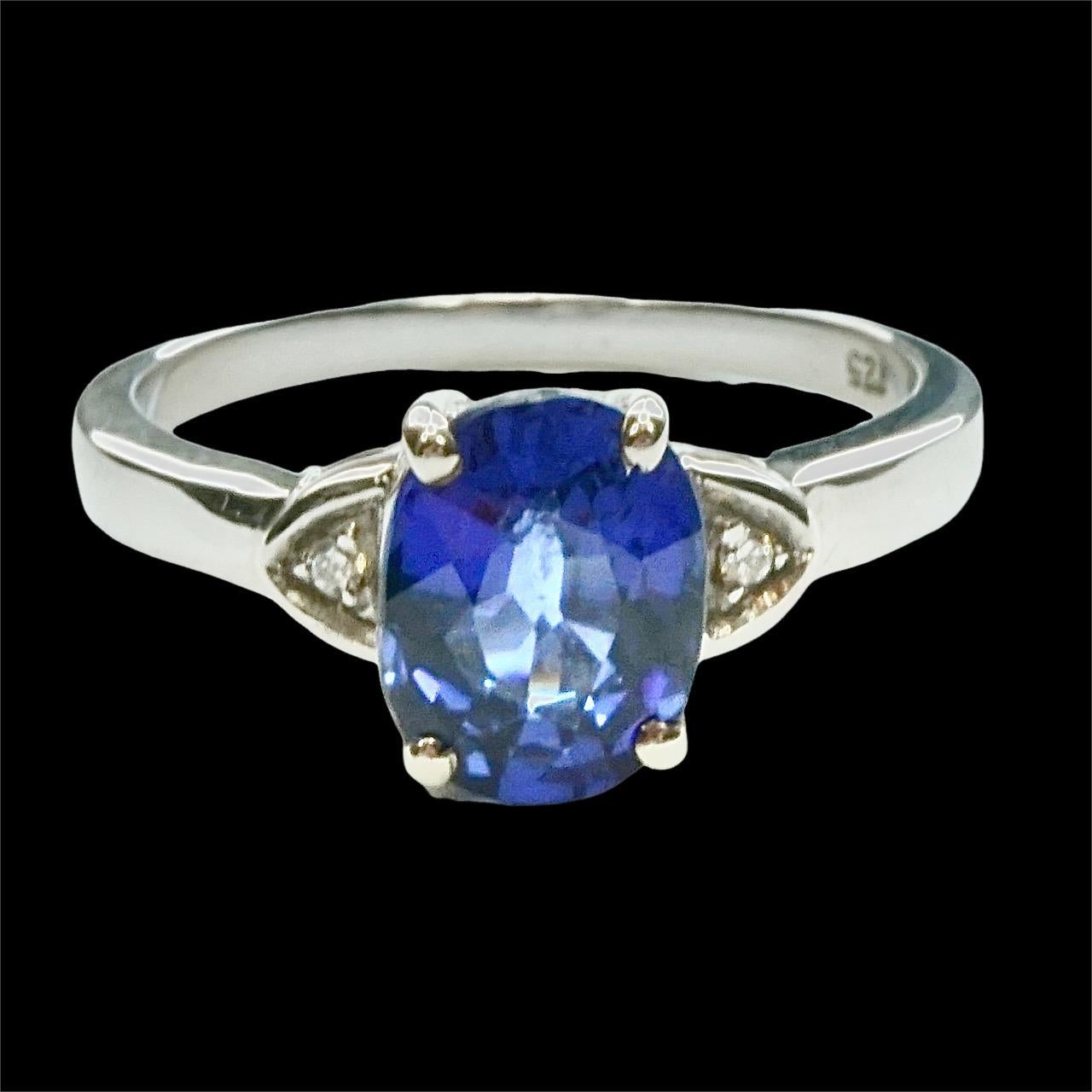 Anello in argento sterling con zaffiro e topazio blu e zirconi 1990s In condizioni ottime in vendita a London, GB