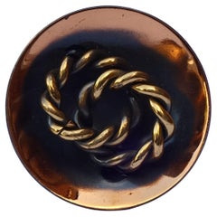 Vintage Mid Century Copper Polished Round Statement Ring with Twisted Rope Design