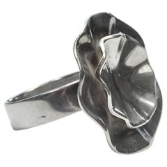 Sterling Silver Double Flower Statement Ring
