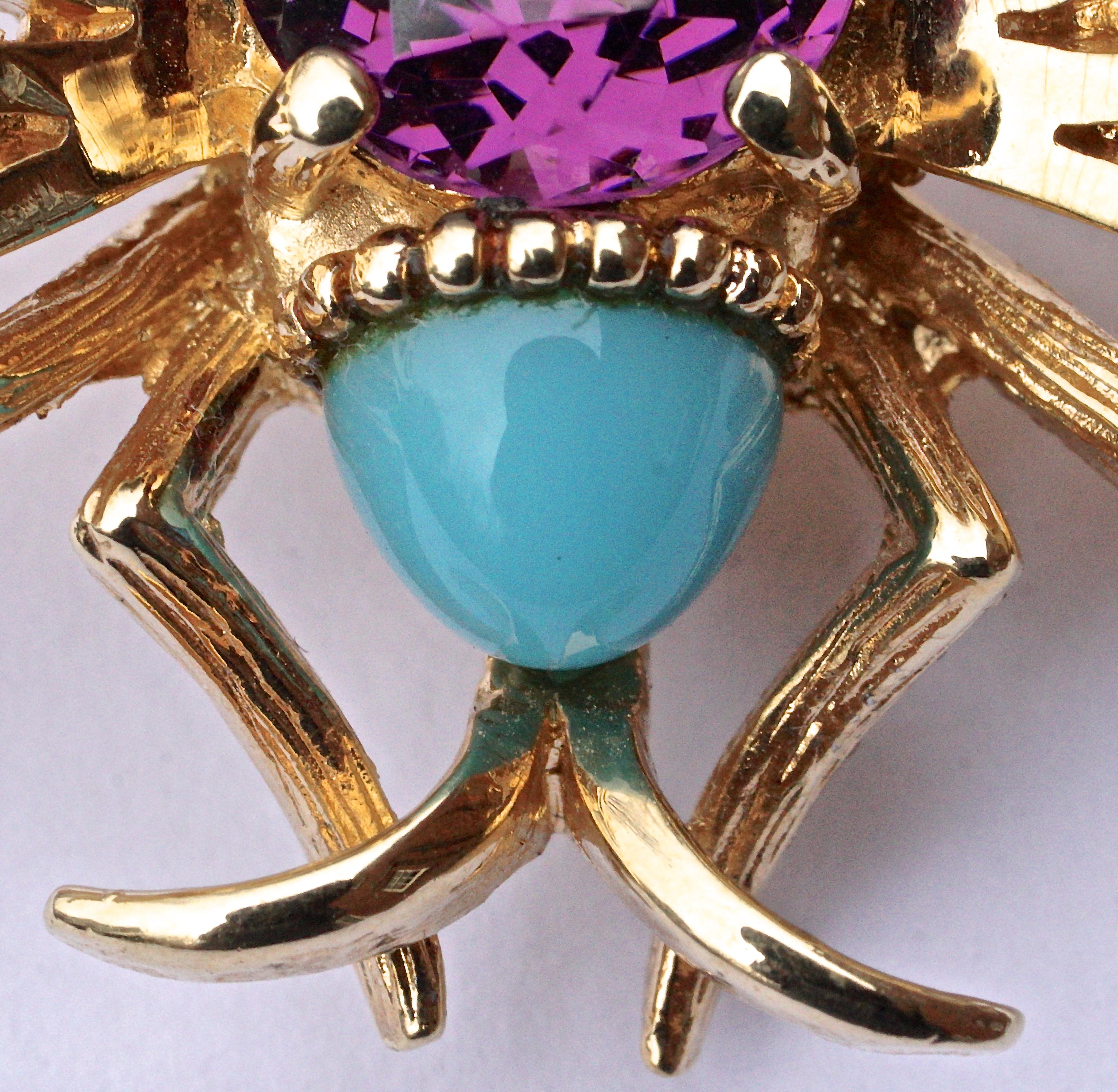 Women's Panetta Amethyst and Turquoise Glass Bee Brooch